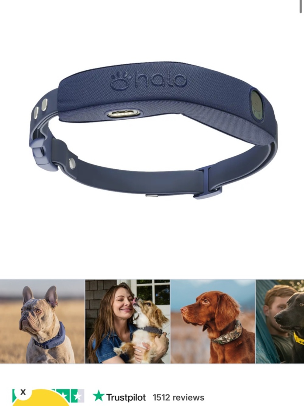 Halo Navy Blue Dog Calming Collar